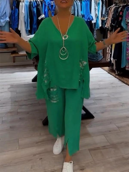 BIANCA | Completo Estivo a Due Pezzi con Eleganza Naturale e Comfort Fluttuante per Giornate Soleggiate